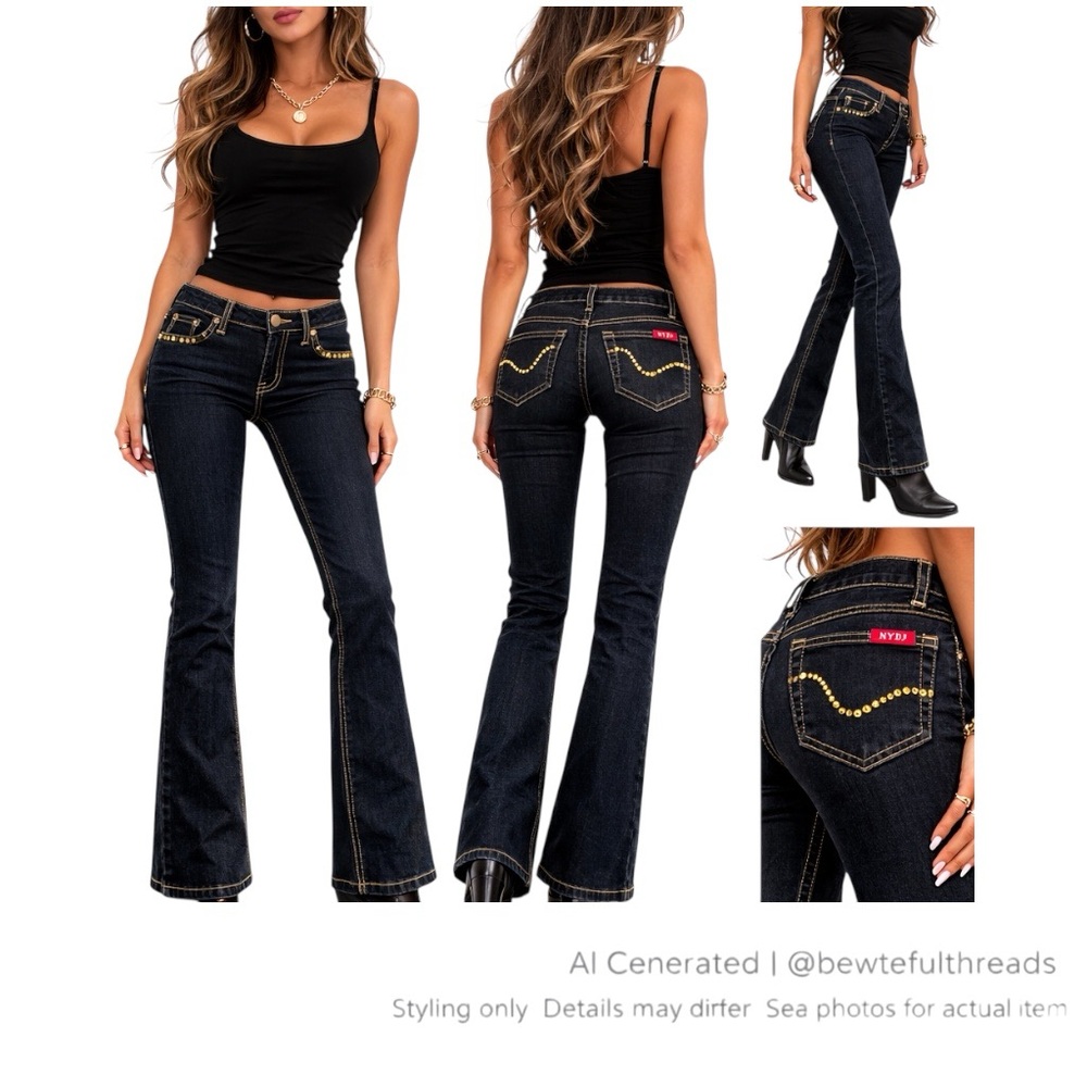 NYDJ Dark Wash Crystal Pocket Bootcut Jeans US 10 Y2K Glam